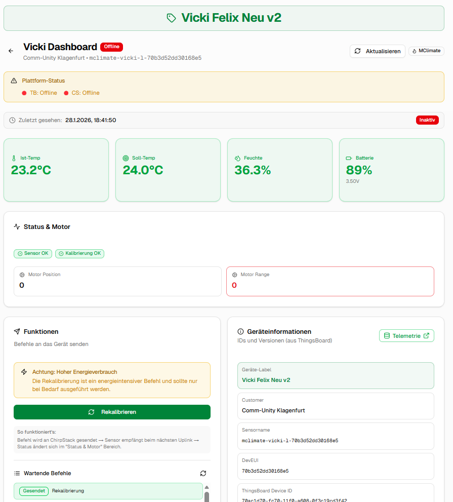McLimate Vicki L Dashboard mit Motorposition und Range